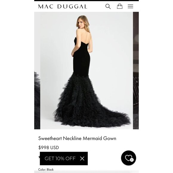 Mac Duggal Stunning Black Gothcore tulle strapless dress size 2 NWT 67420 DK FAI - Picture 8 of 9